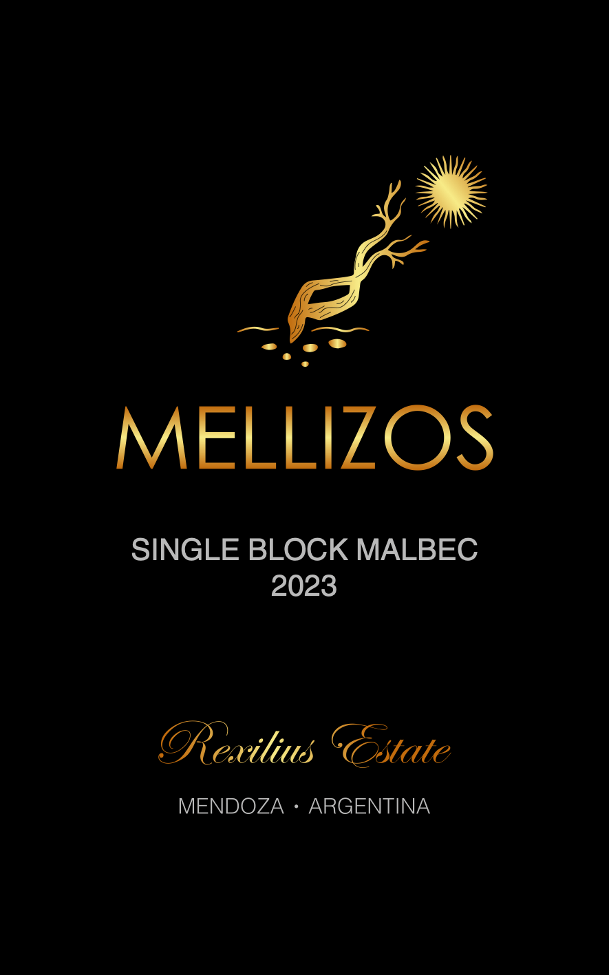 Mellizos Single Block Malbec wine label